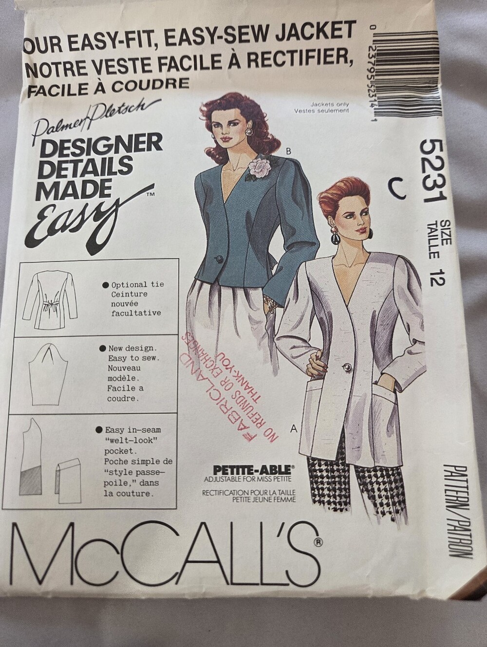 McCall's 5231 Misses' Lined Jacket Sewing Pattern